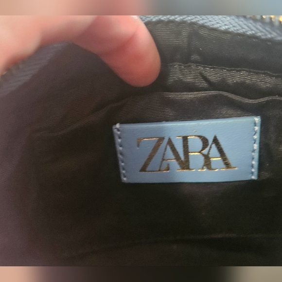 ZARA 100% Sheep Leather Quilted Crossbody Purse In Blue. NWT - Picture 9 of 16